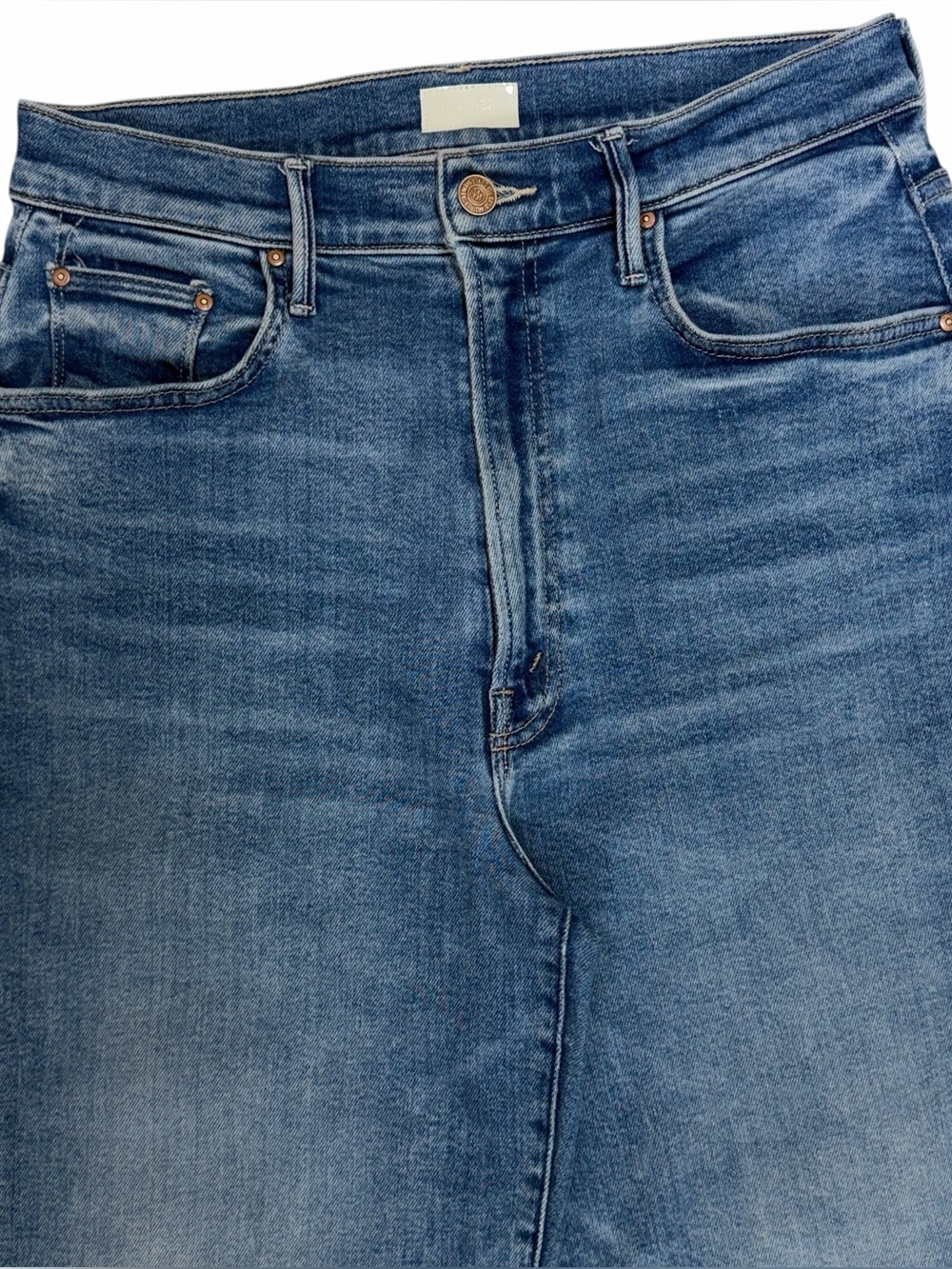 Mother Jeans Women 29 Blue Maven Ankle Fray Bitchin Wide Leg High Rise Raw Hem